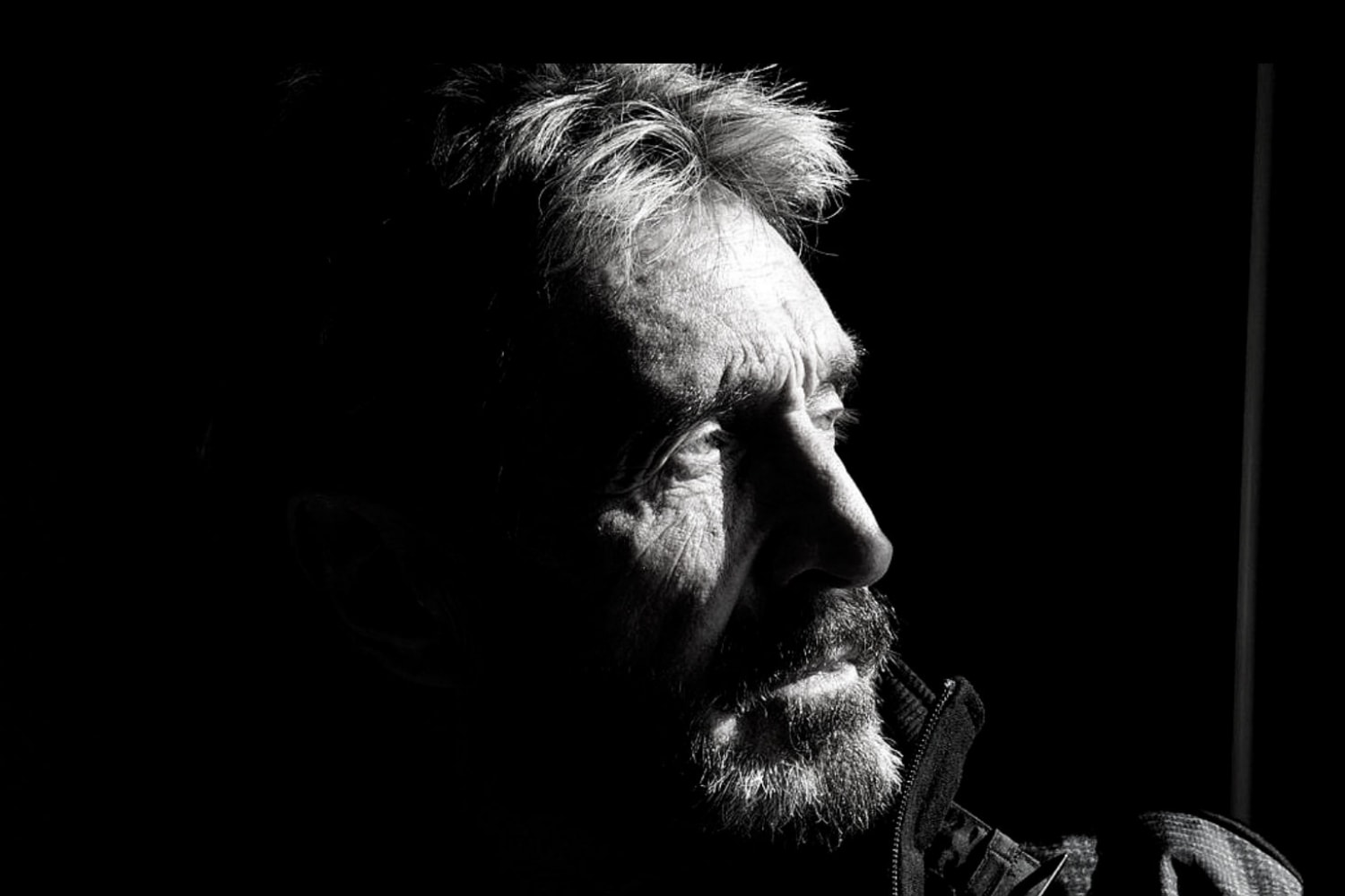 High-contrast profile of John McAfee